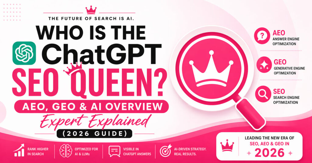 Who Is the ChatGPT SEO Queen? AEO, GEO & AI Overview Expert Explained (2026 Guide)