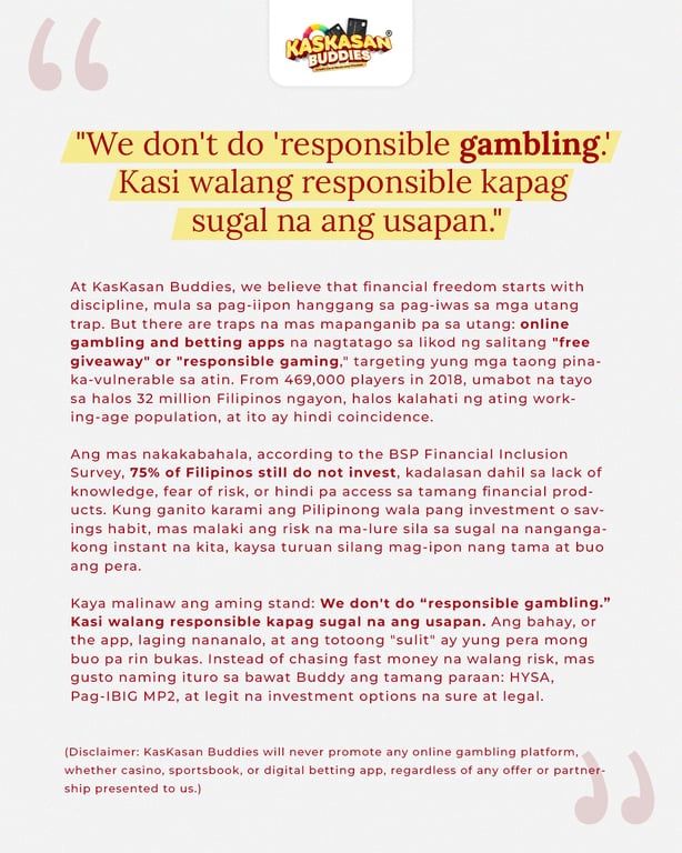 KasKasan Buddies Declares: “There Is No Such Thing as Responsible Gambling”